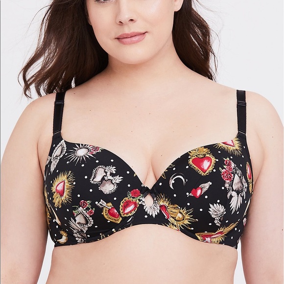💜Torrid Sacred Hearts Black and Red Bra - Picture 4 of 6